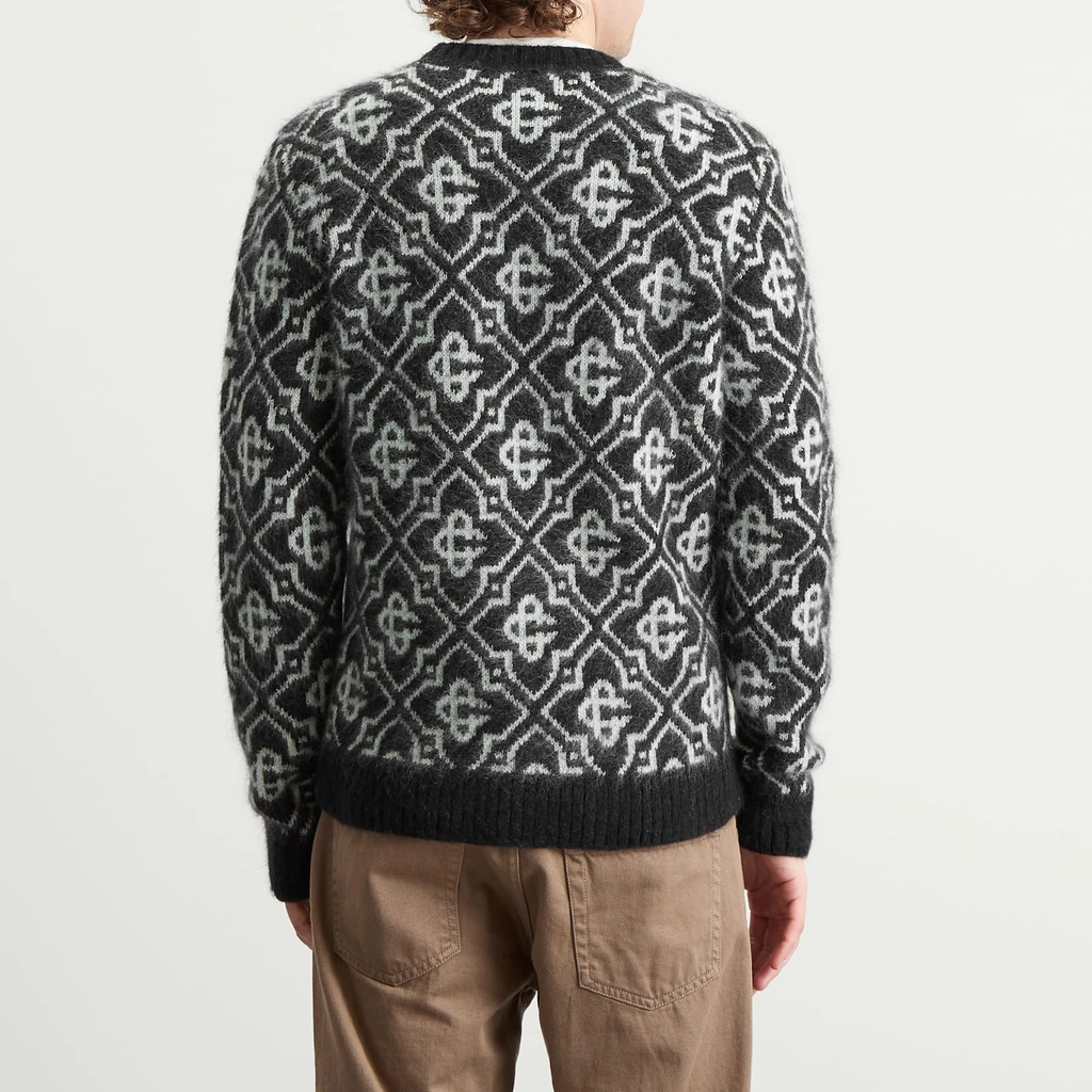 Casablanca Men's Monogram Mohair Blend Crew Sweatshirt Black