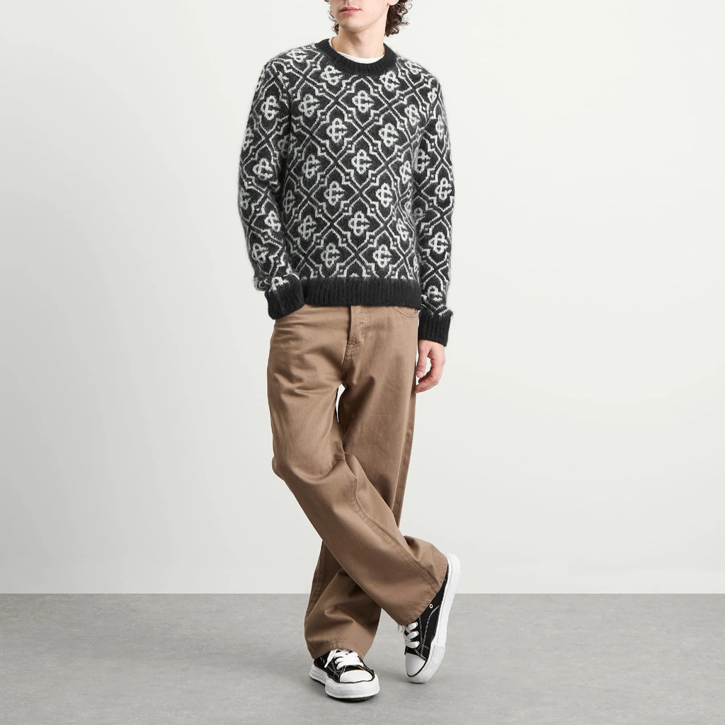 Casablanca Men's Monogram Mohair Blend Crew Sweatshirt Black