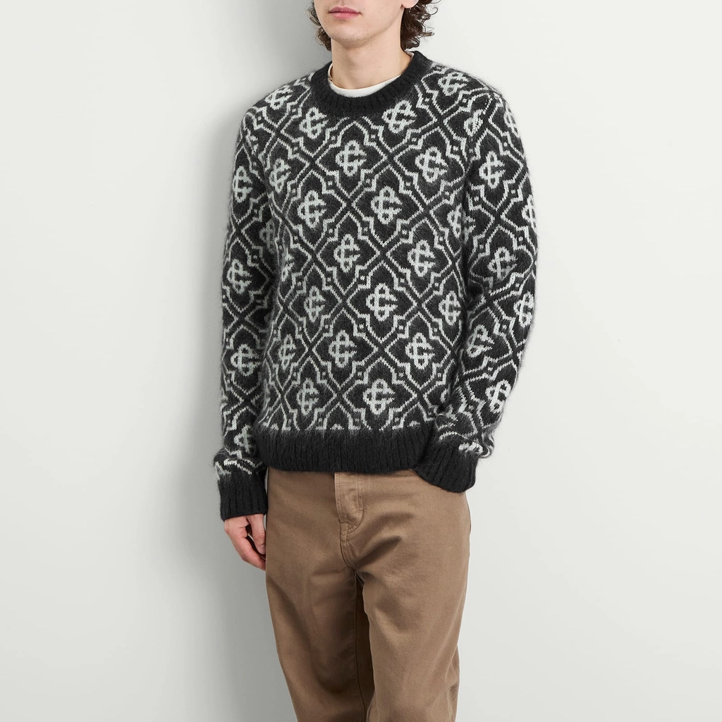 Casablanca Men's Monogram Mohair Blend Crew Sweatshirt Black