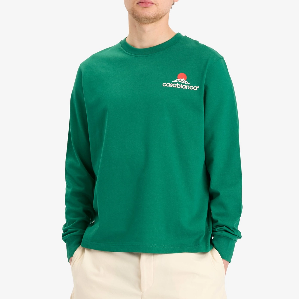 Casablanca Men's Montagne Printed Long Sleeve T-Shirt Green
