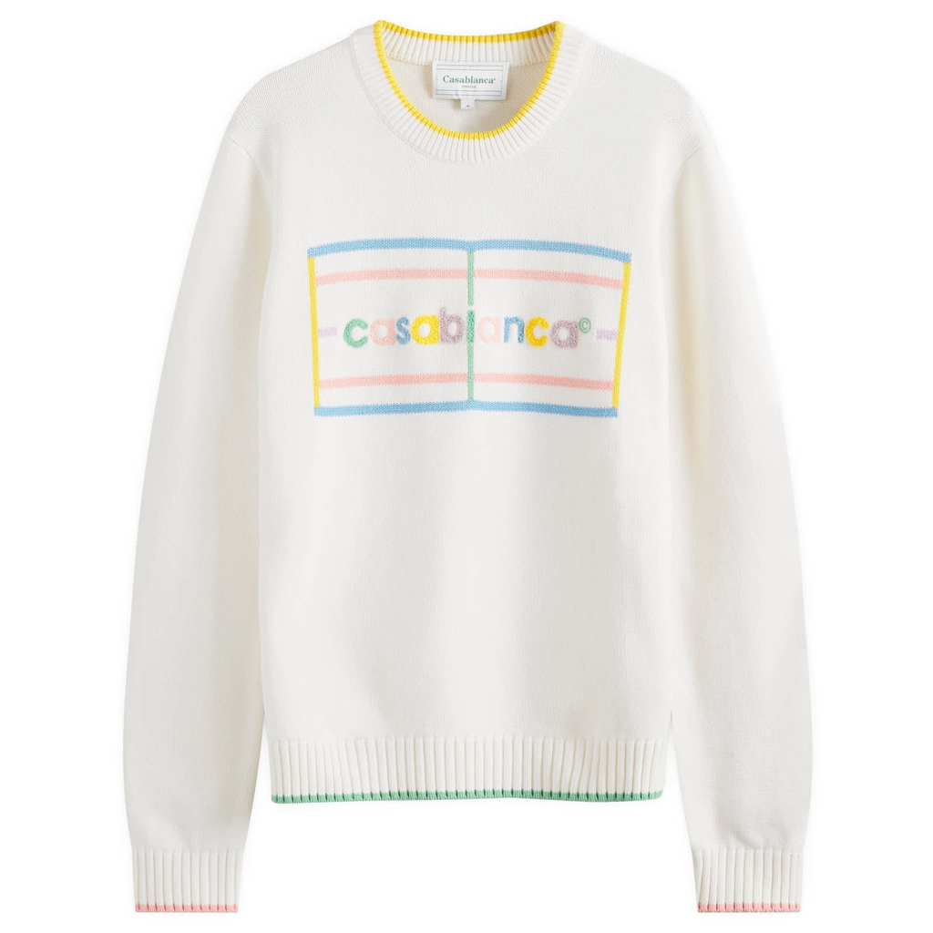 Casablanca Men's Pastel Court Embroidered Jumper Off-White