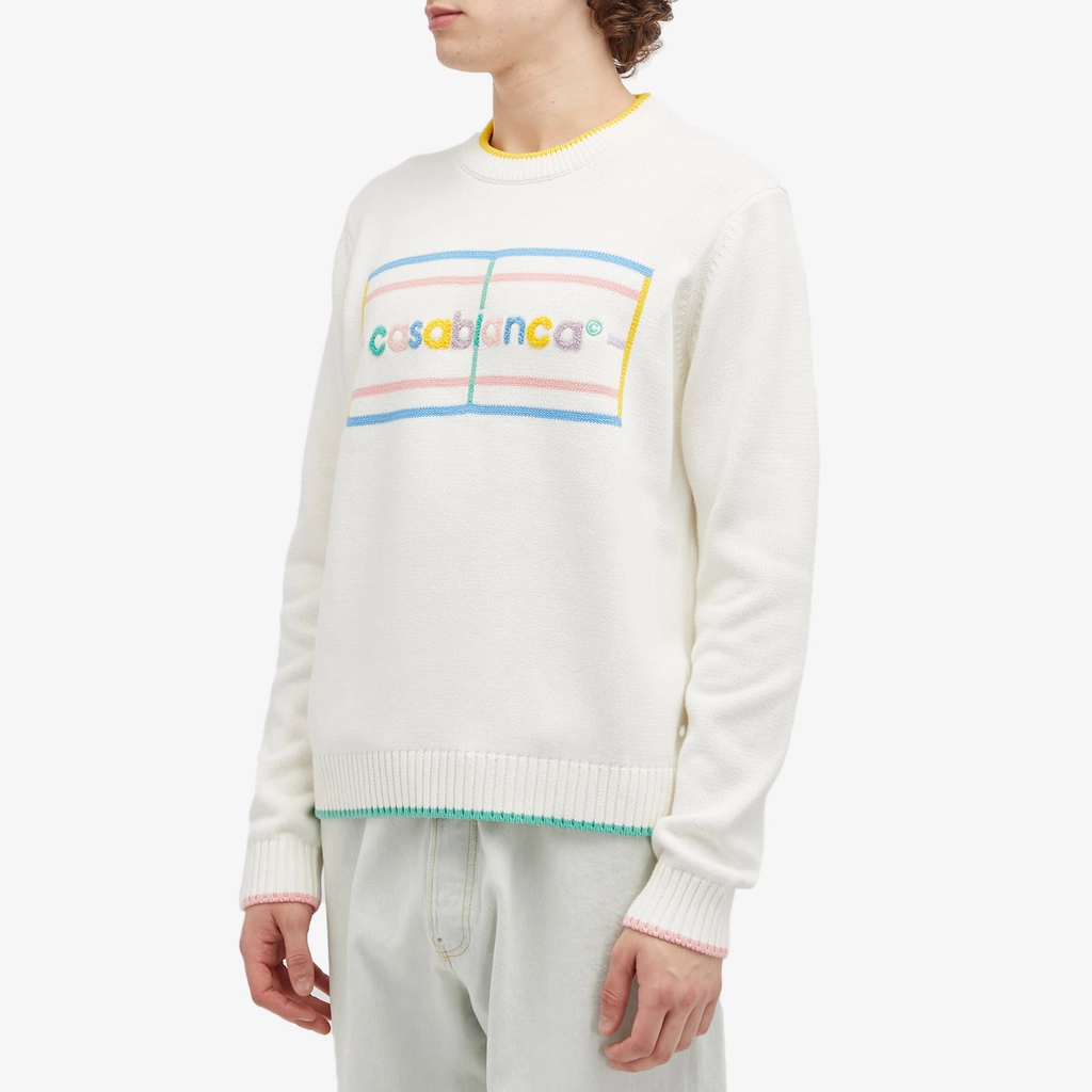 Casablanca Men's Pastel Court Embroidered Jumper Off-White