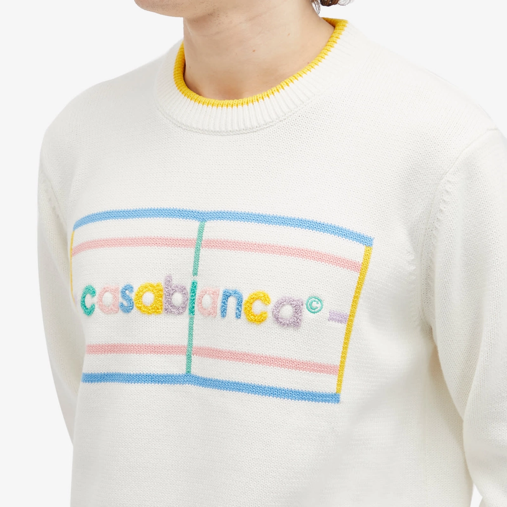 Casablanca Men's Pastel Court Embroidered Jumper Off-White