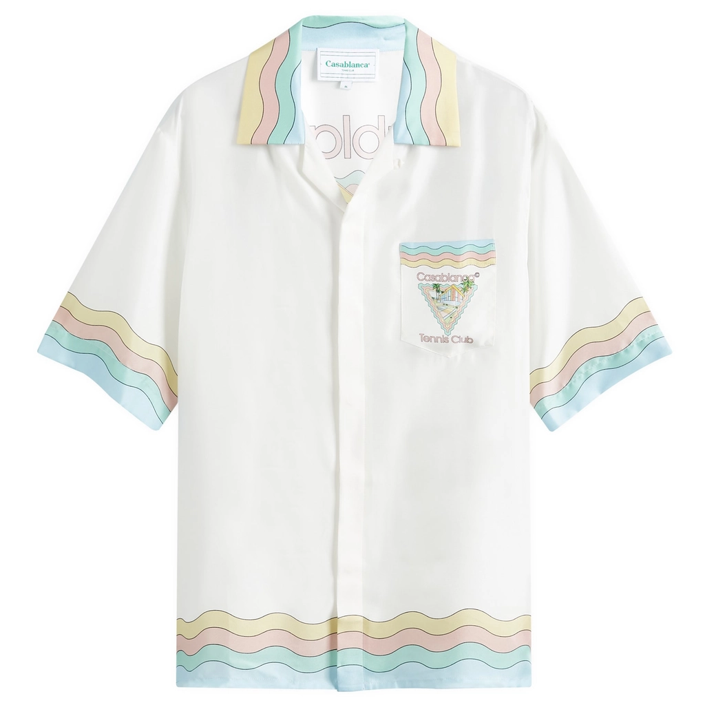 Casablanca Men's Tennis Club Icon Short Sleeve Silk Shirt Maison De Reve