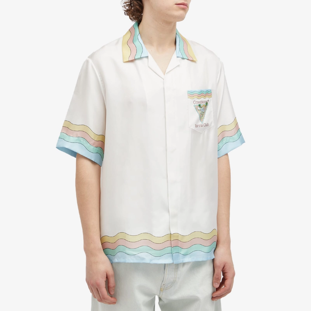Casablanca Men's Tennis Club Icon Short Sleeve Silk Shirt Maison De Reve