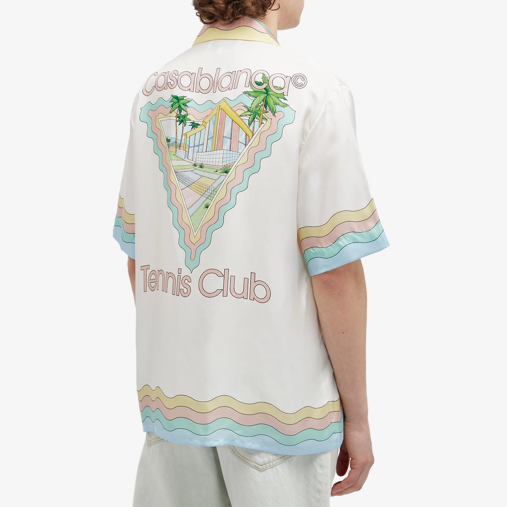 Casablanca Men's Tennis Club Icon Short Sleeve Silk Shirt Maison De Reve