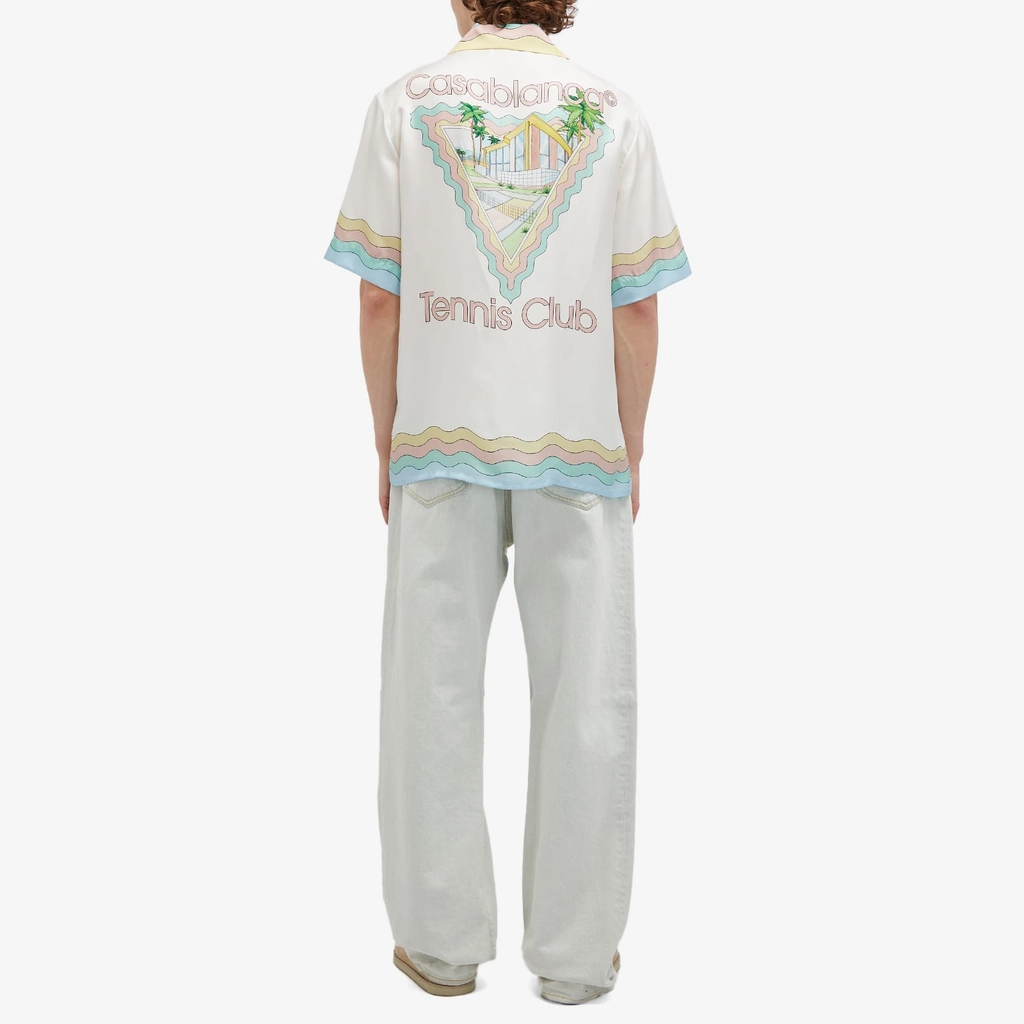 Casablanca Men's Tennis Club Icon Short Sleeve Silk Shirt Maison De Reve