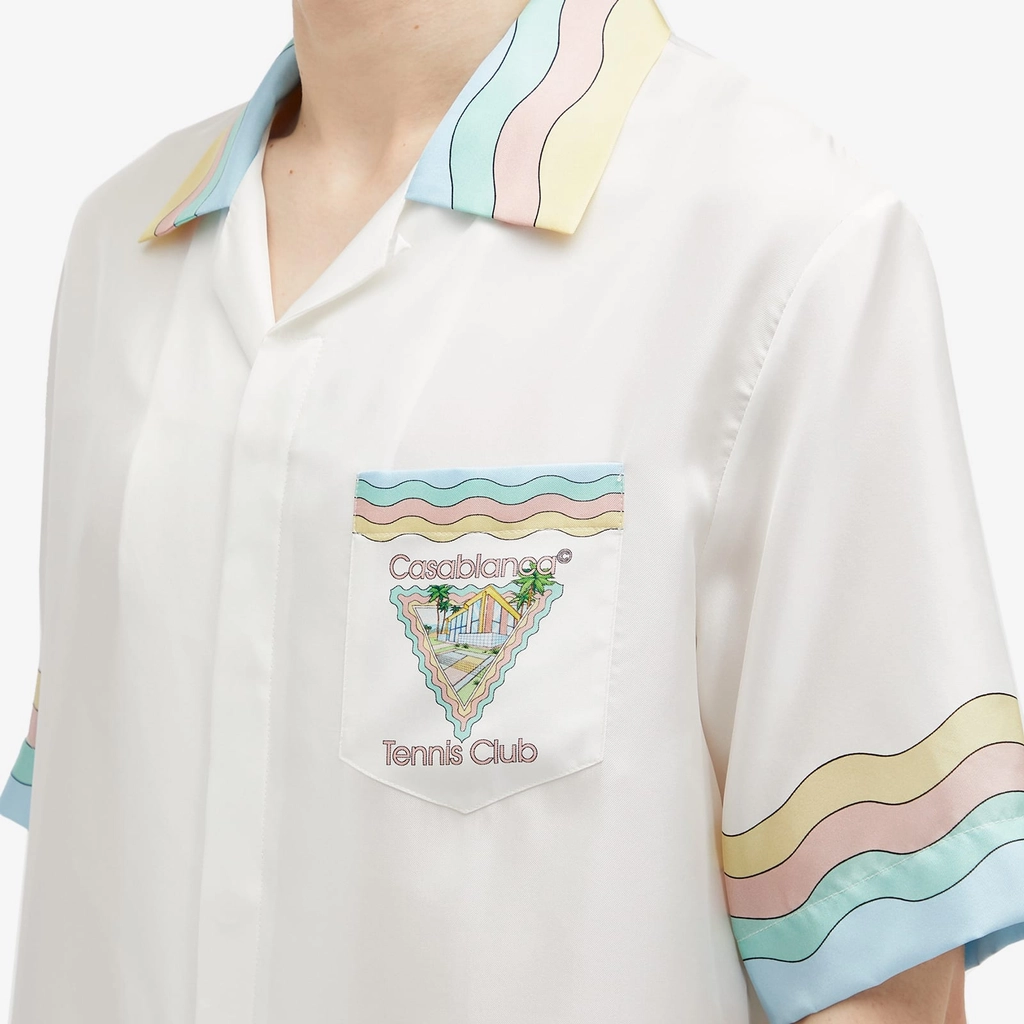 Casablanca Men's Tennis Club Icon Short Sleeve Silk Shirt Maison De Reve