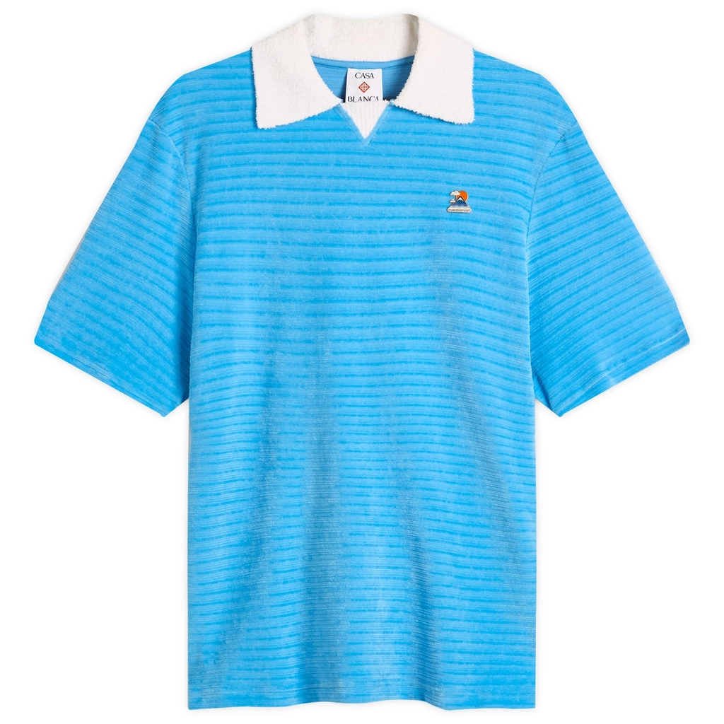 Casablanca Men's Velour Polo Blue