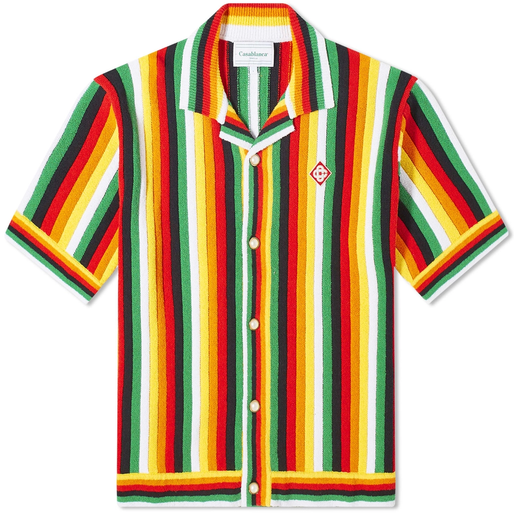 Casablanca Men's Striped Towelling Short Sleeve Shirt Multi