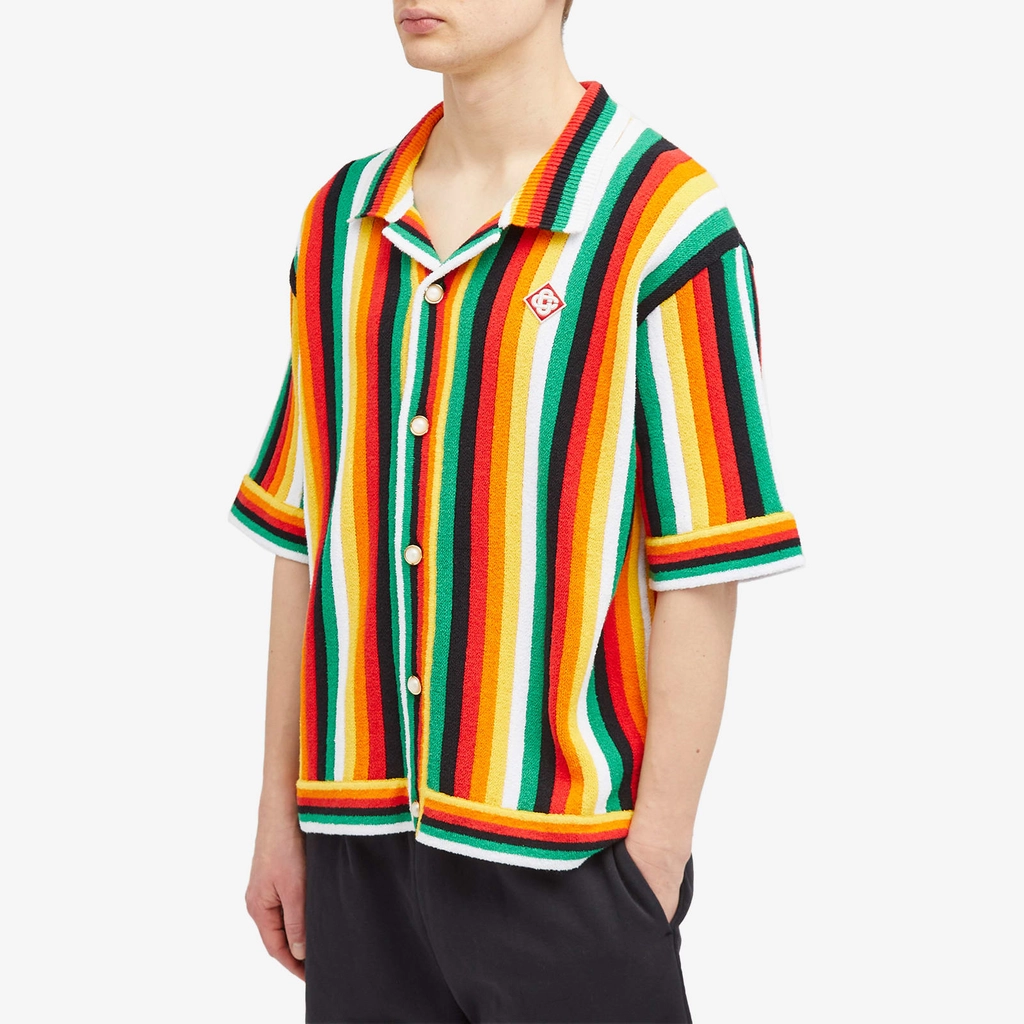 Casablanca Men's Striped Towelling Short Sleeve Shirt Multi