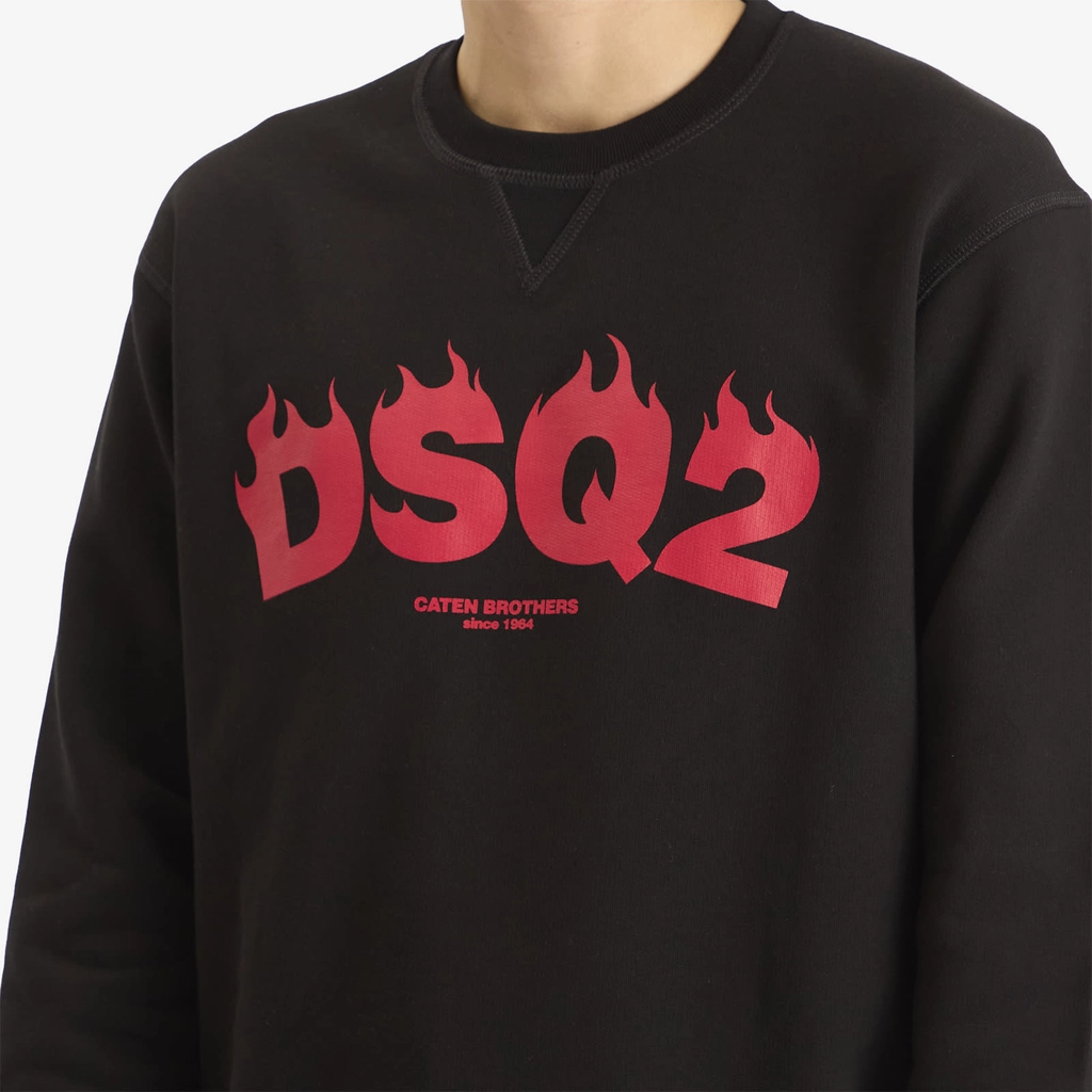 Dsquared2 Men's Flames Logo Cool Fit Crew Sweat Black