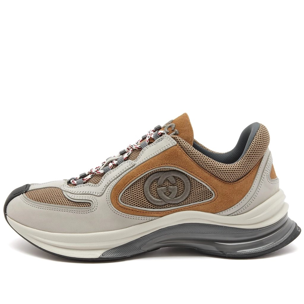 Gucci Men's Run Premium Sneaker Off White/Green/Beige