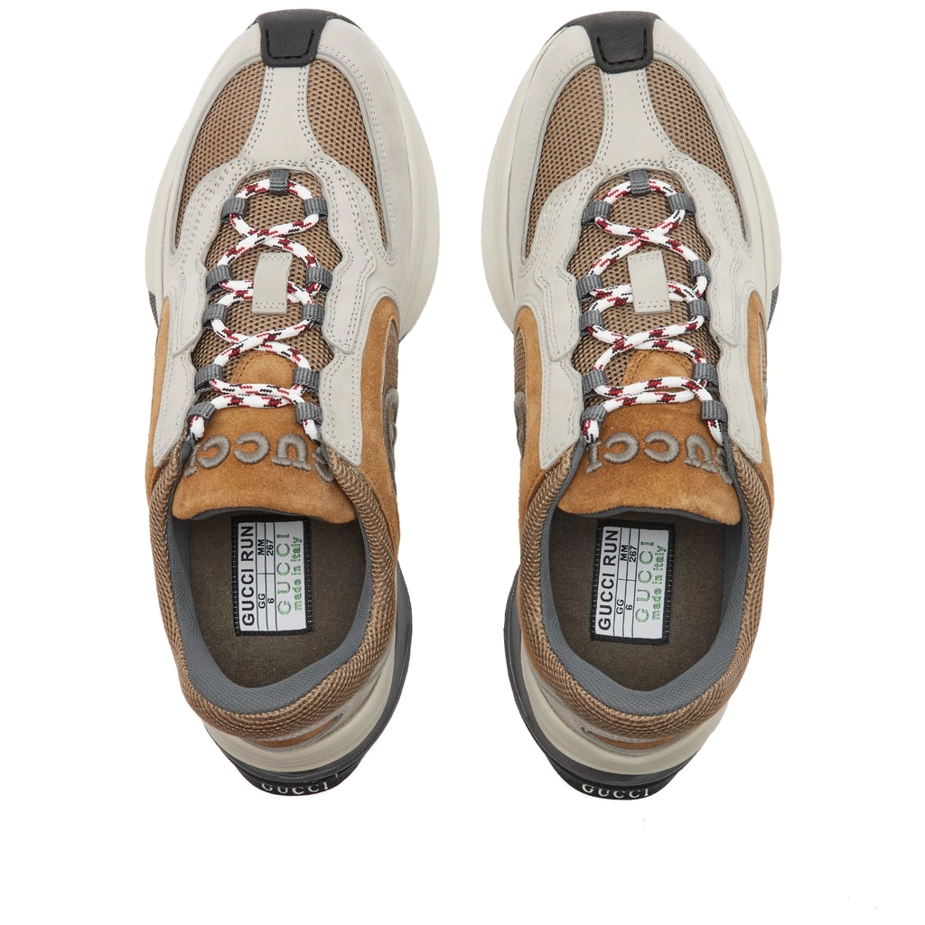 Gucci Men's Run Premium Sneaker Off White/Green/Beige