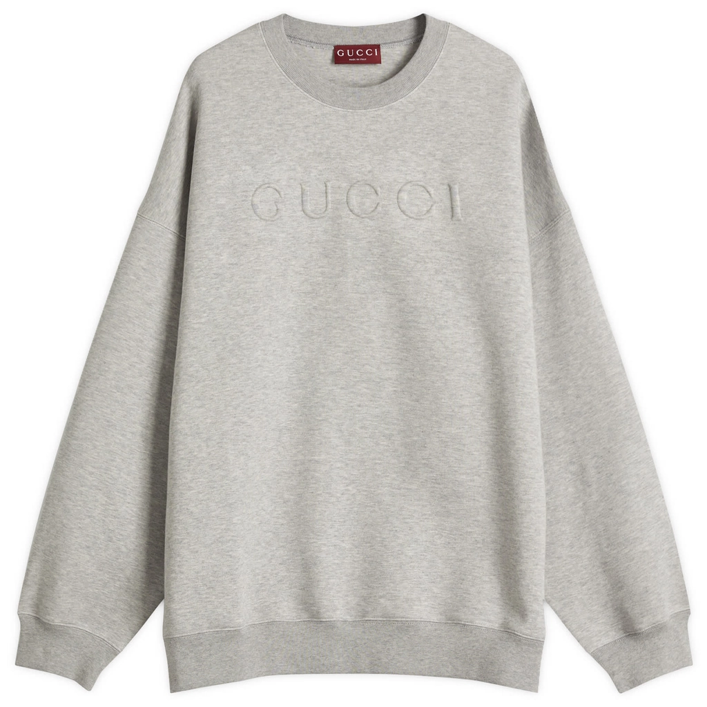 Gucci Men's Embossed Logo Sweatshirt Grey Melange/Mix