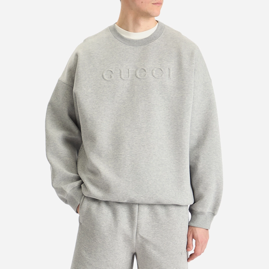 Gucci Men's Embossed Logo Sweatshirt Grey Melange/Mix