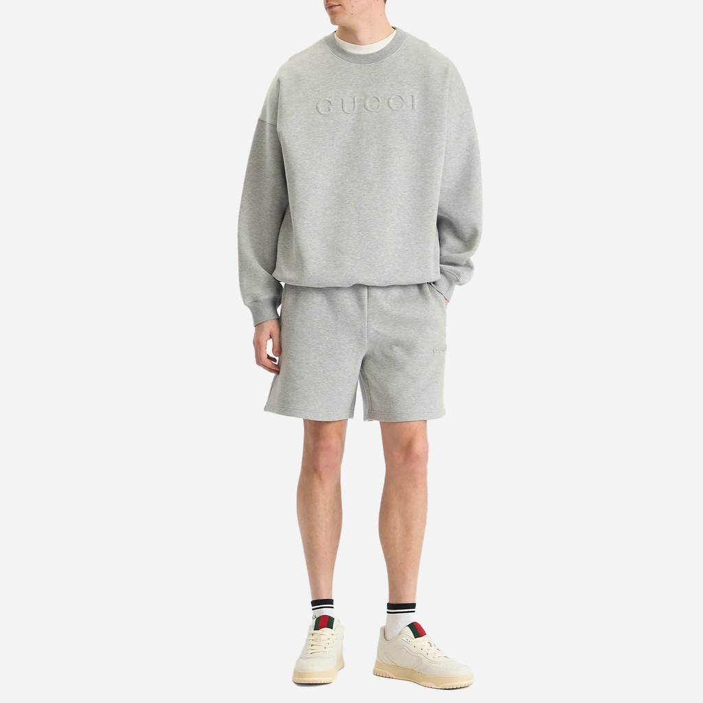Gucci Men's Embossed Logo Sweatshirt Grey Melange/Mix