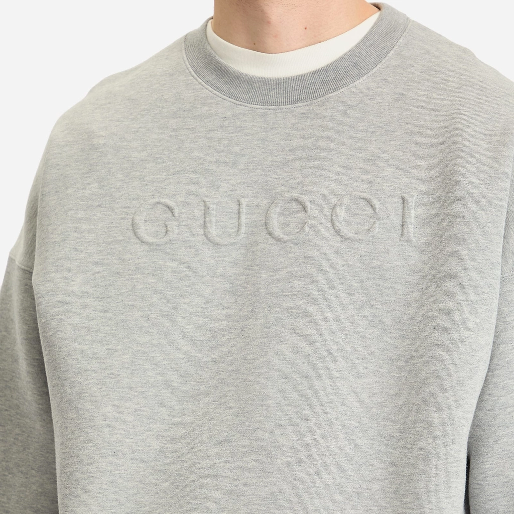 Gucci Men's Embossed Logo Sweatshirt Grey Melange/Mix