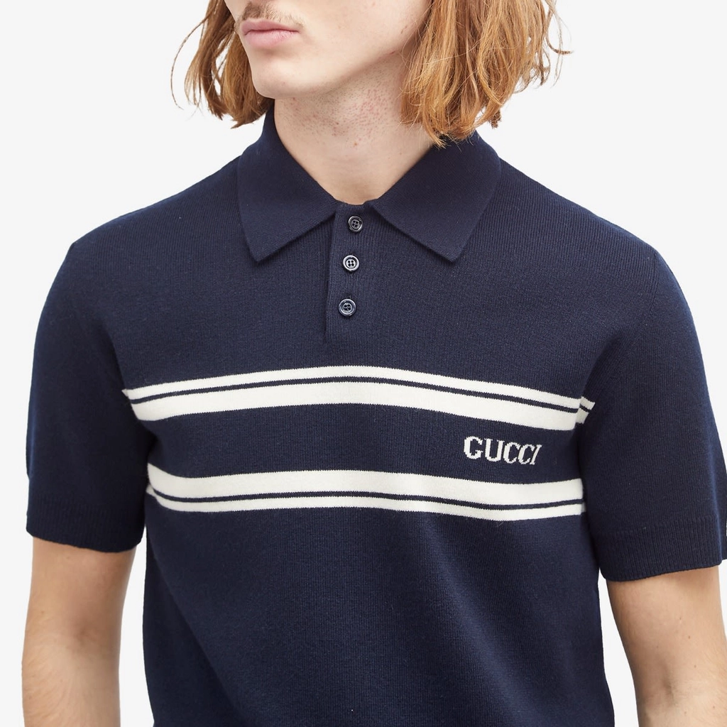 Gucci Men's Polo Navy/White