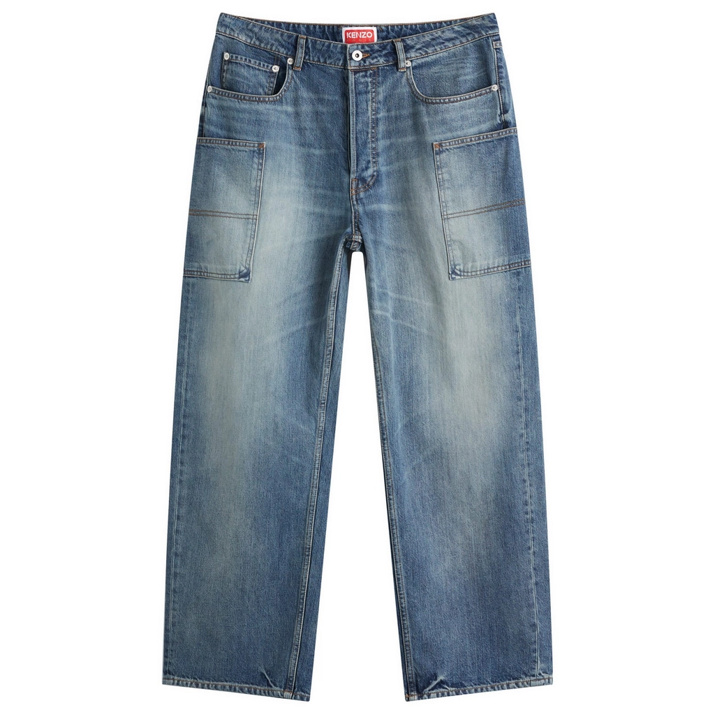 Kenzo Men's Cargo Monkey Fit Jeans Medium Stone Blue
