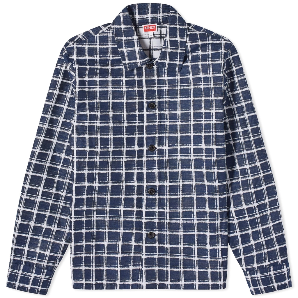 Kenzo Men's Check Jacquard Overshirt Midnight Blue