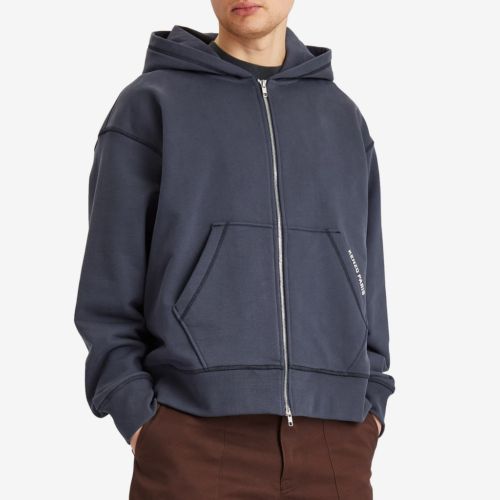 Kenzo Men's Gots Jungle Elephant Full Zip Hoodie Midnight Blue