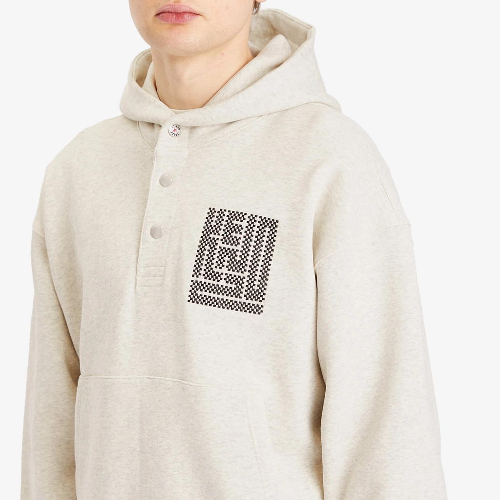 Kenzo Men's Gots Kamon Embroidered Buttoned Hoodie Pale Grey