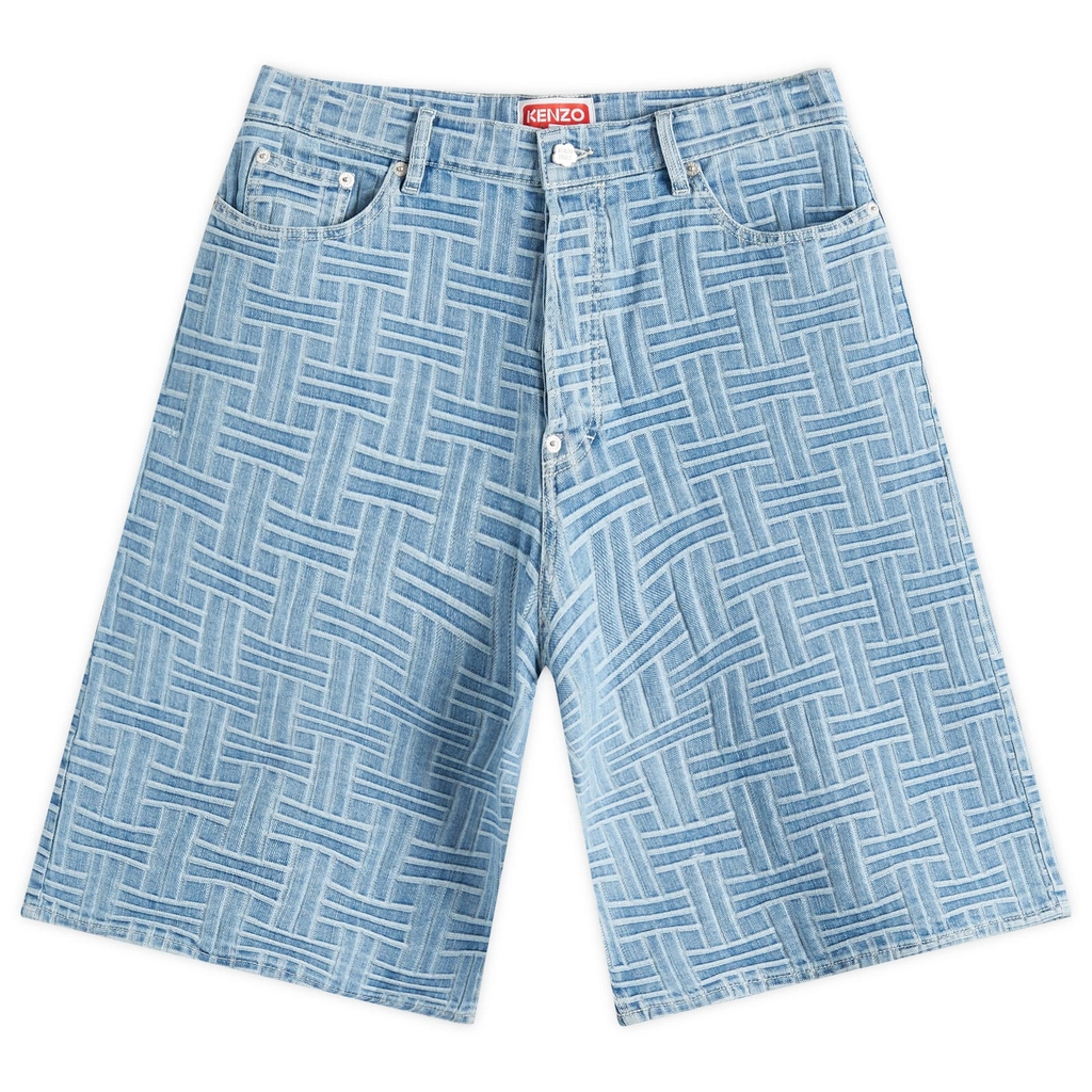 Kenzo Men's Weave Straight Shorts Bleached Blue