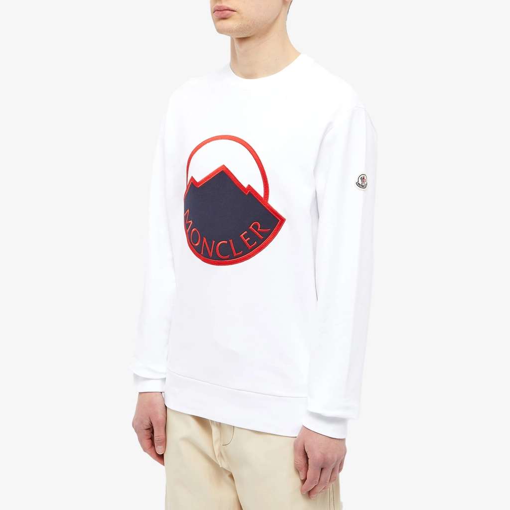 Moncler Men's Large Logo Crew Sweat White