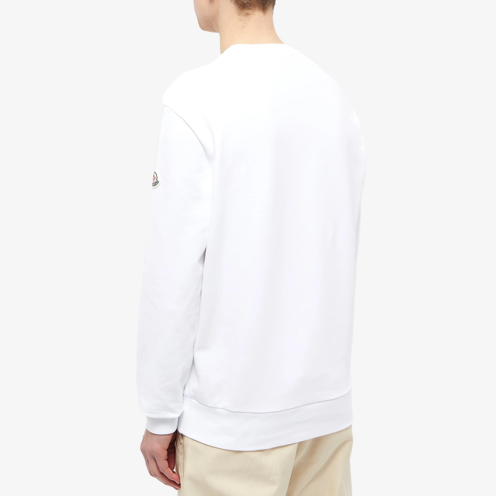 Moncler Men's Large Logo Crew Sweat White