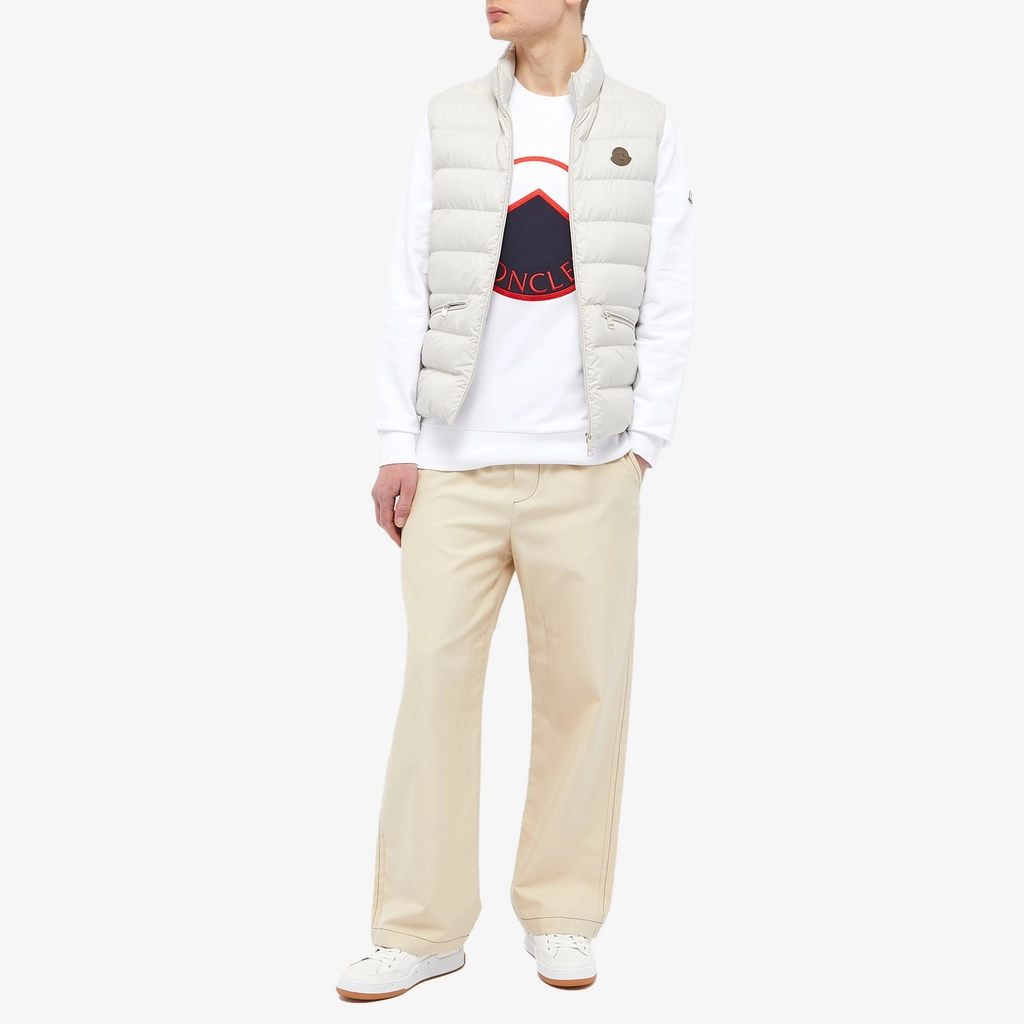 Moncler Men's Large Logo Crew Sweat White