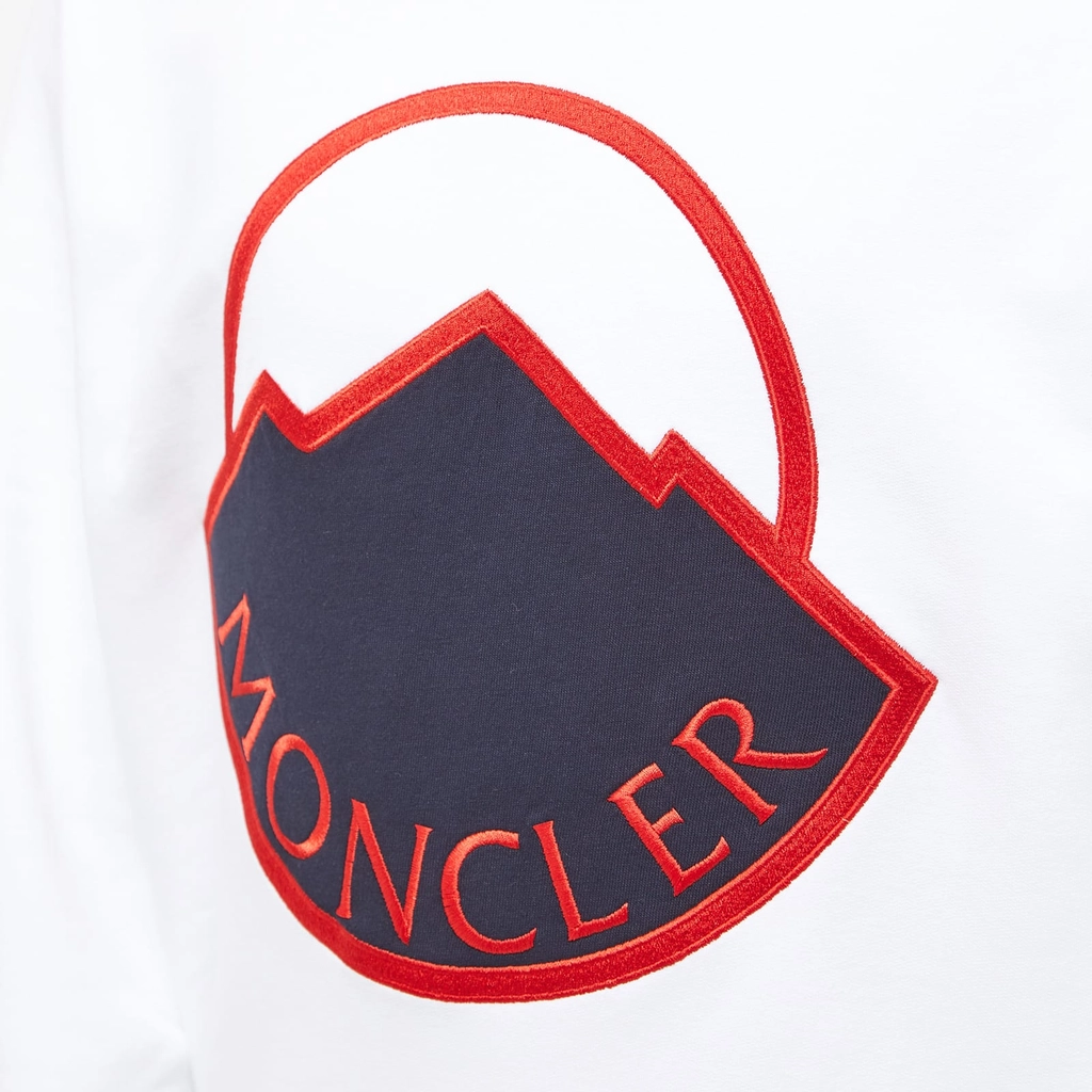 Moncler Men's Large Logo Crew Sweat White