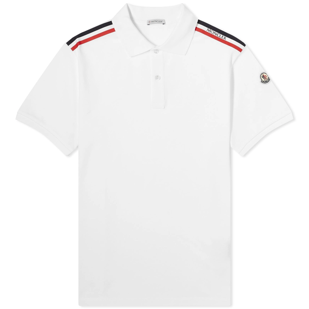 Moncler Men's Tricolor Polo Shirt White