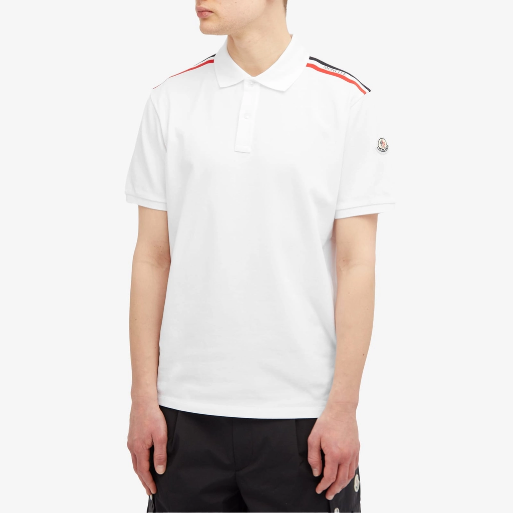 Moncler Men's Tricolor Polo Shirt White