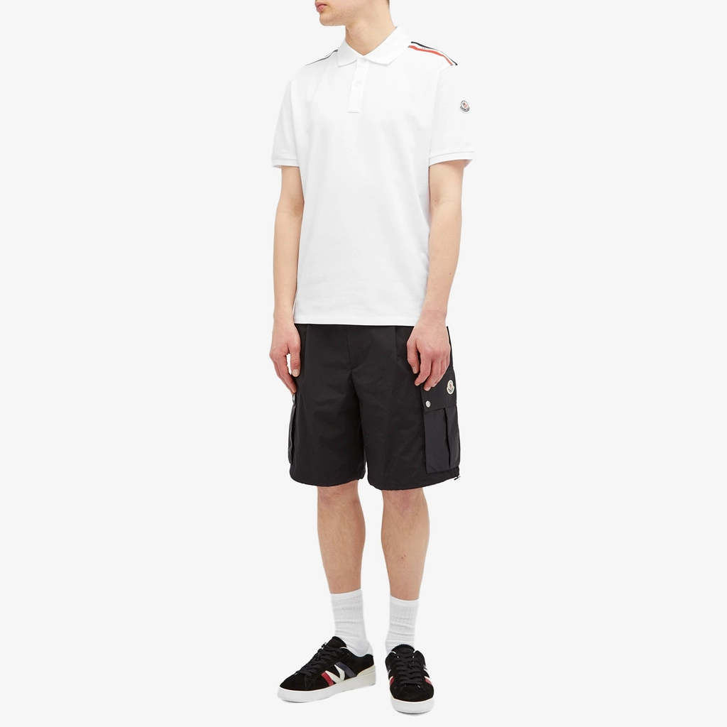 Moncler Men's Tricolor Polo Shirt White
