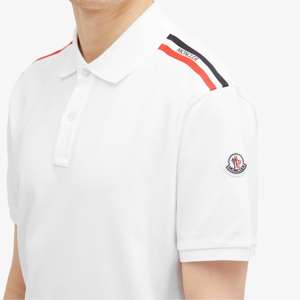 Moncler Men's Tricolor Polo Shirt White