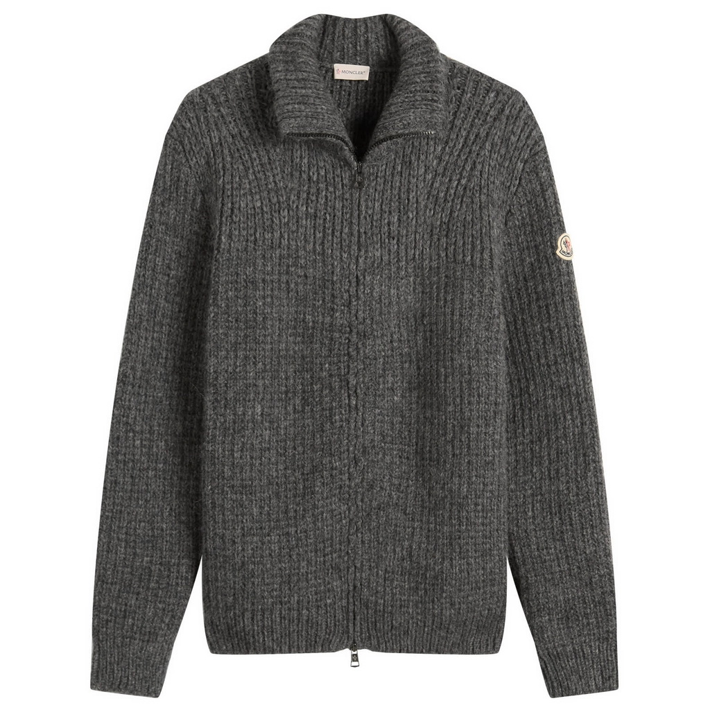 Moncler Men's Alpaca Wool Zip Jumper Grey