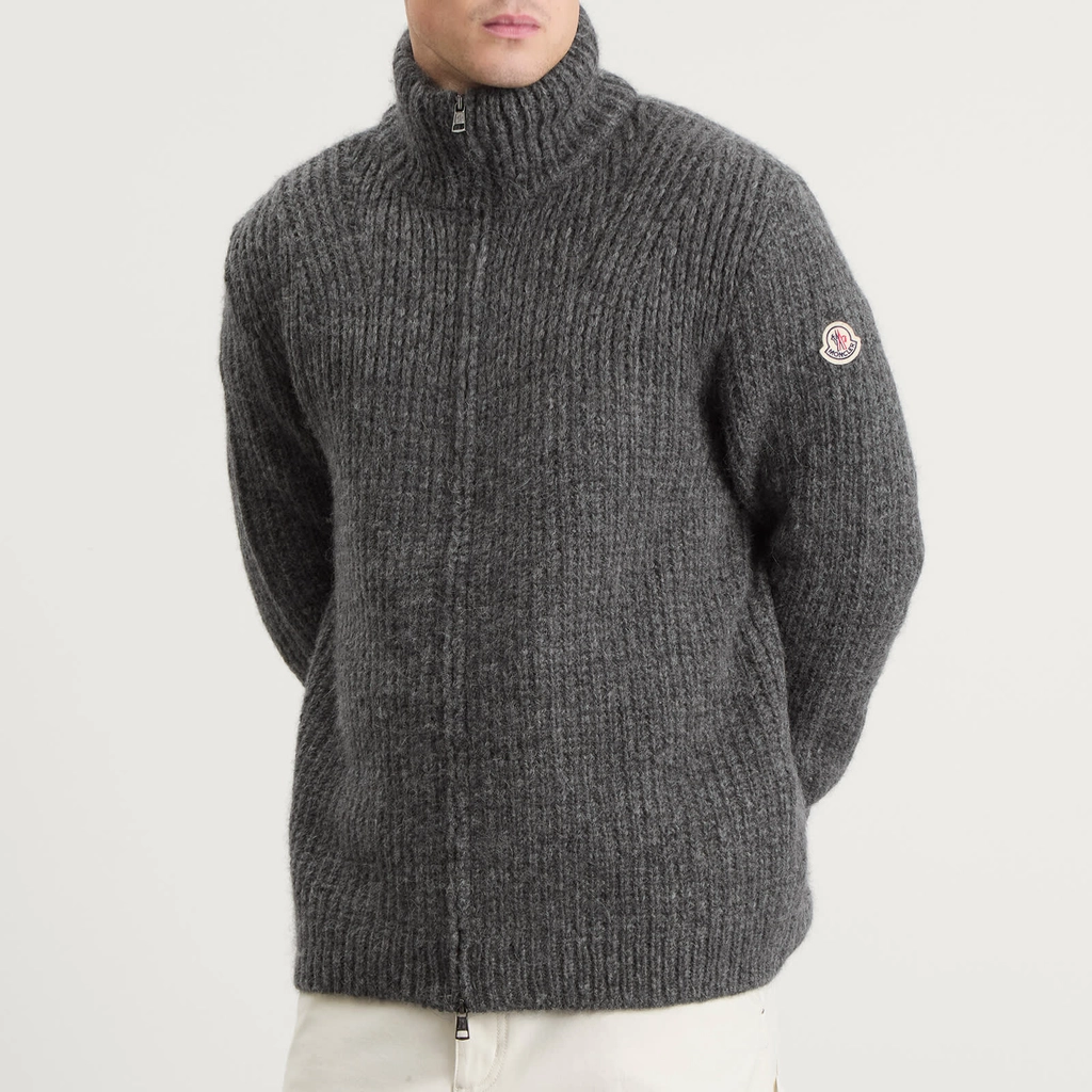 Moncler Men's Alpaca Wool Zip Jumper Grey