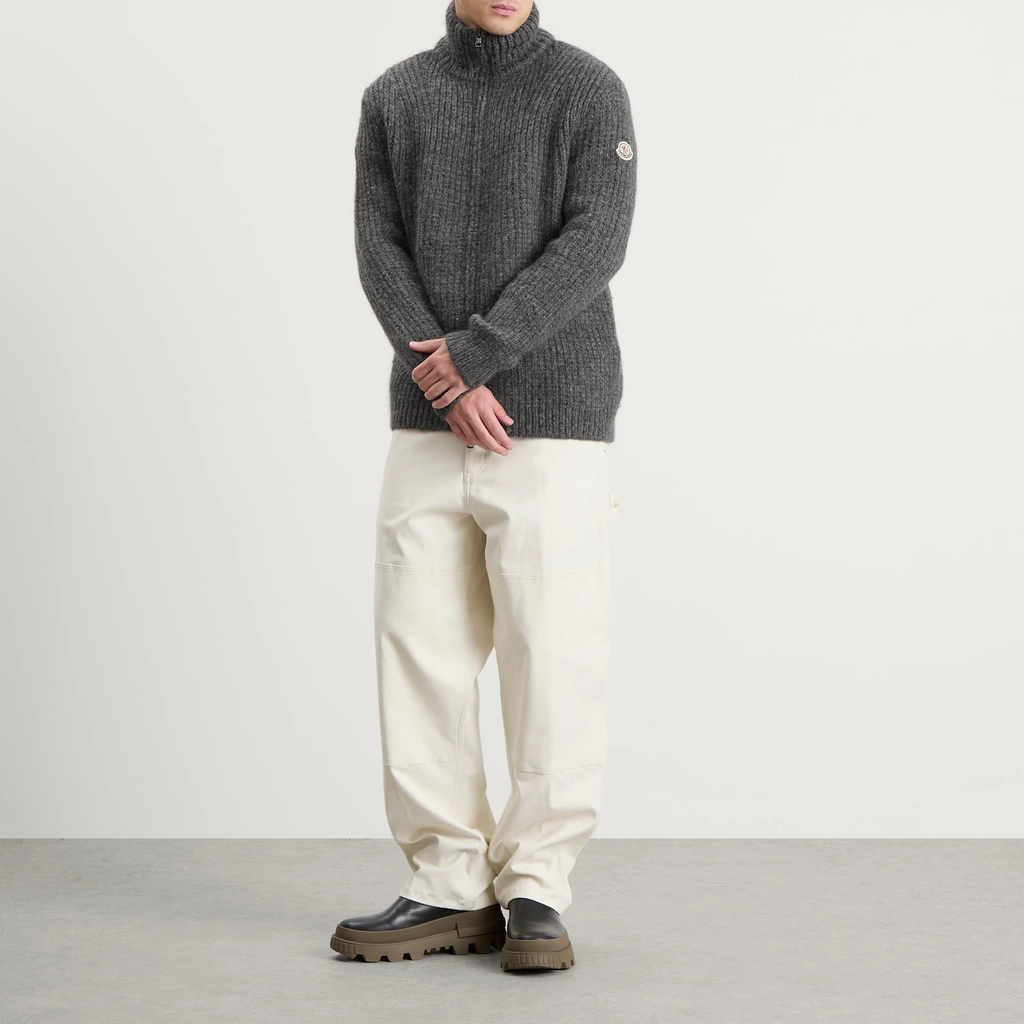 Moncler Men's Alpaca Wool Zip Jumper Grey