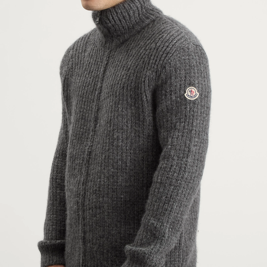 Moncler Men's Alpaca Wool Zip Jumper Grey