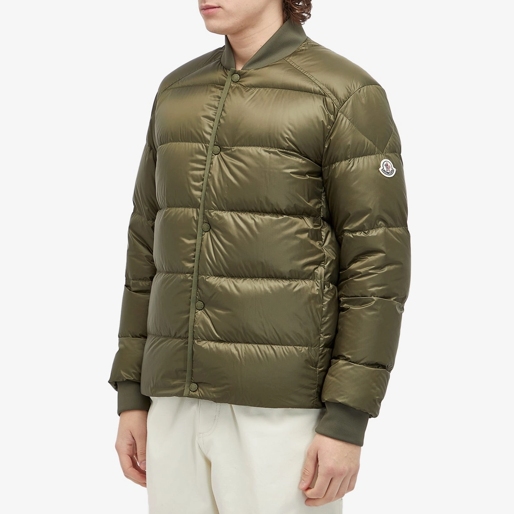 Moncler Men's Bazena Micro Rip Stop Bomber Jacket Olive