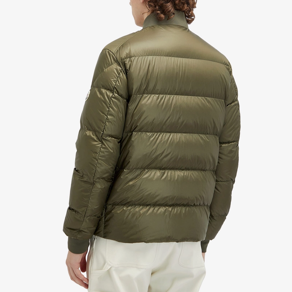 Moncler Men's Bazena Micro Rip Stop Bomber Jacket Olive