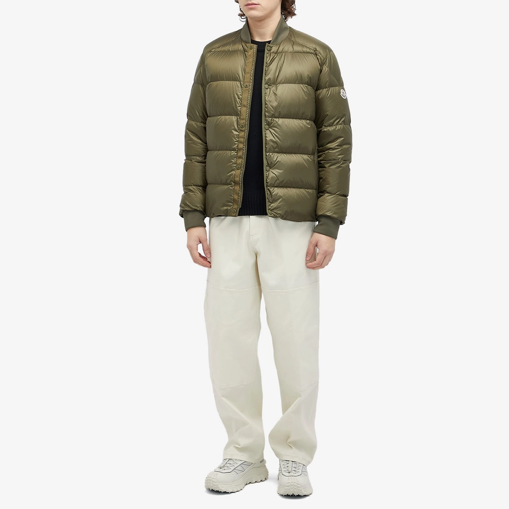 Moncler Men's Bazena Micro Rip Stop Bomber Jacket Olive