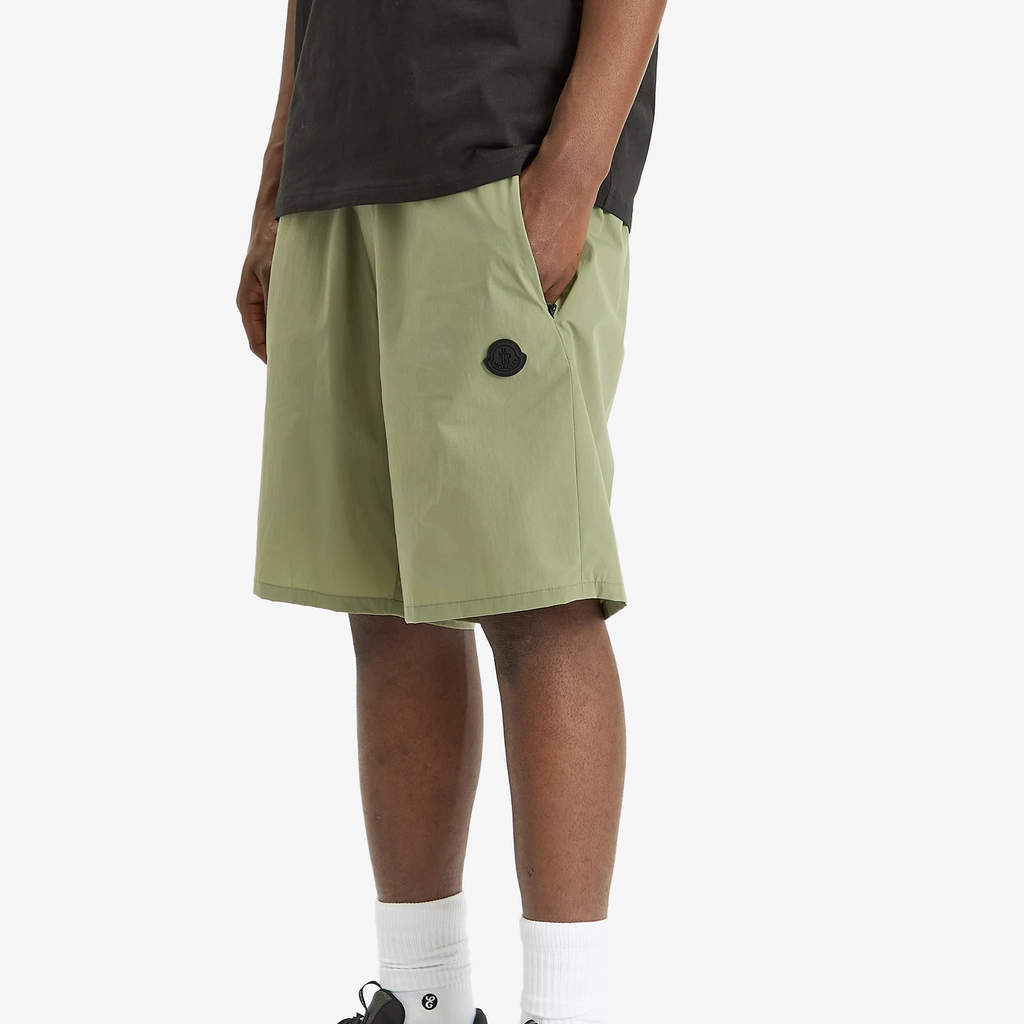Moncler Men's Bi-Stretch Nylon Opaque Shorts Green