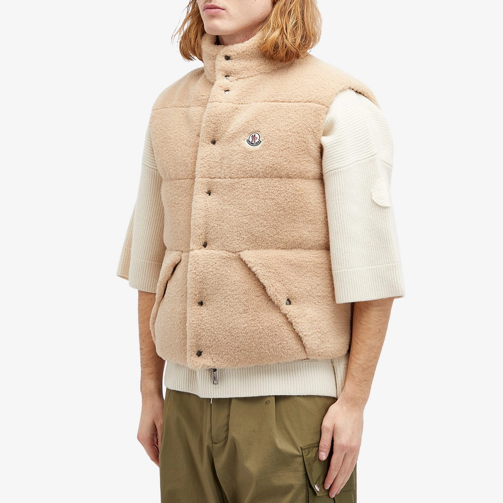 Moncler Men's Colbricon Teddy Fleece Vest Brown
