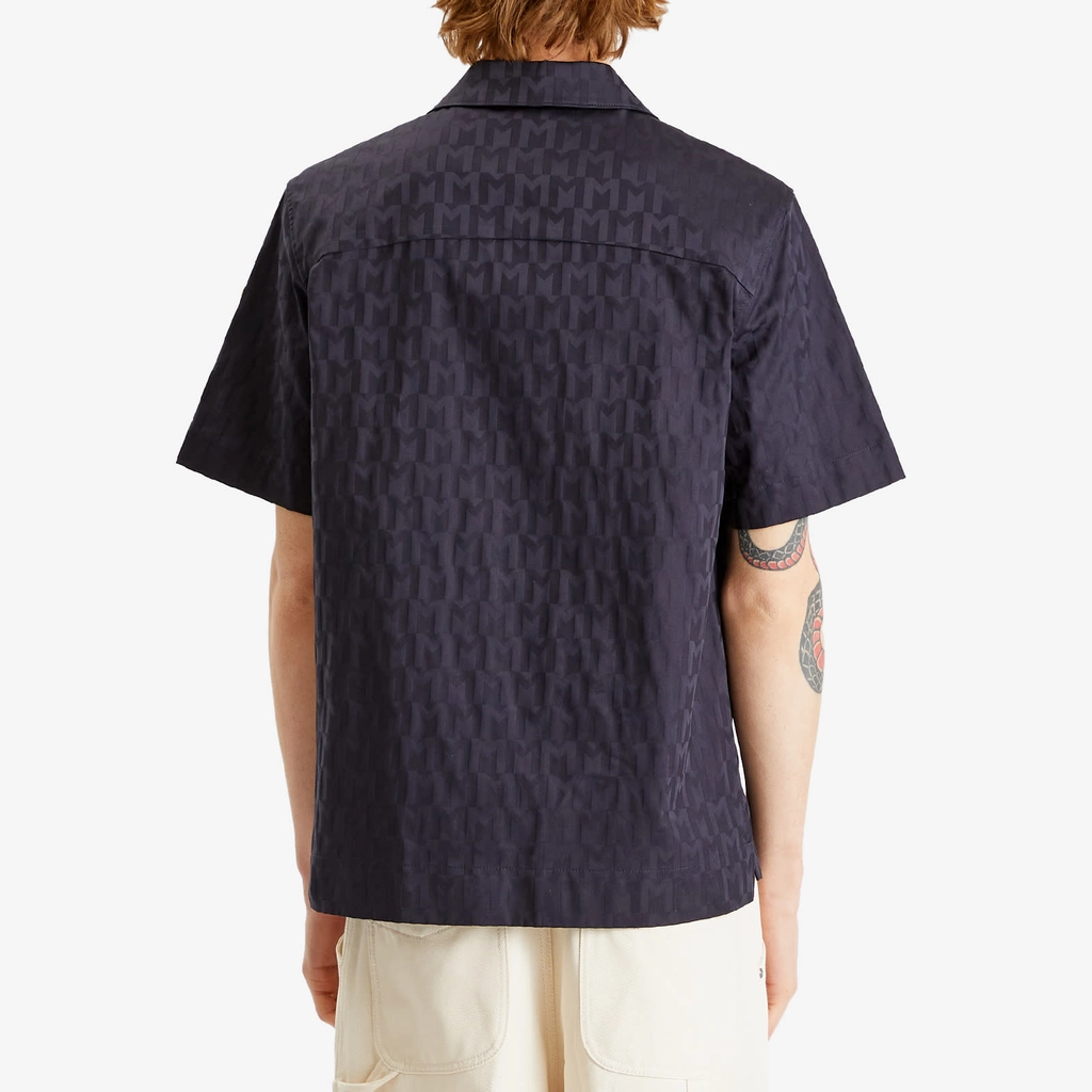 Moncler Men's Cotton Monogram Jacquard Shirt Navy