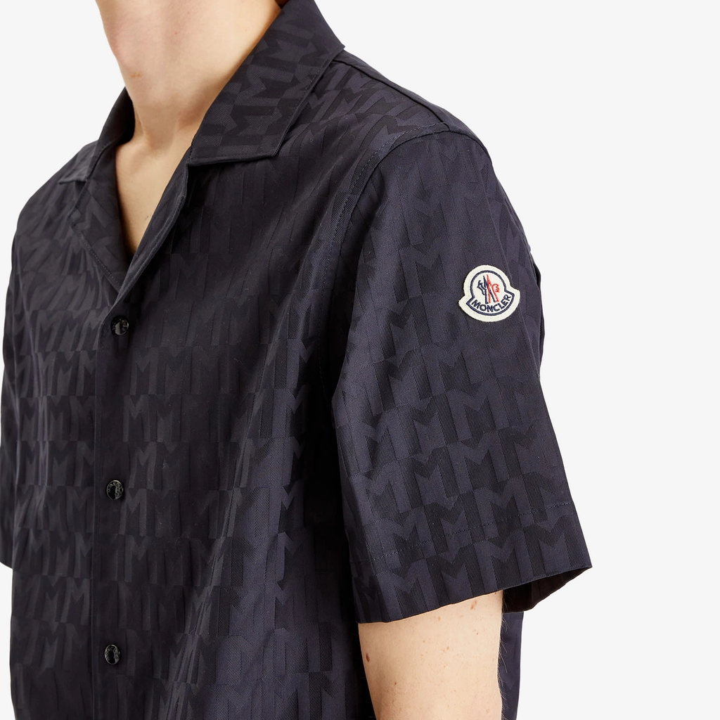 Moncler Men's Cotton Monogram Jacquard Shirt Navy