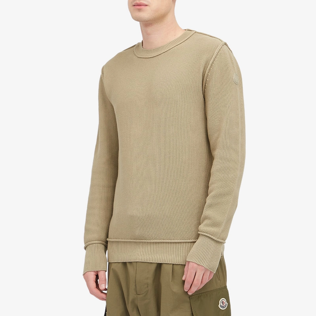 Moncler Men's Cotton Yarn Crew Neck Sweatshirt Beige