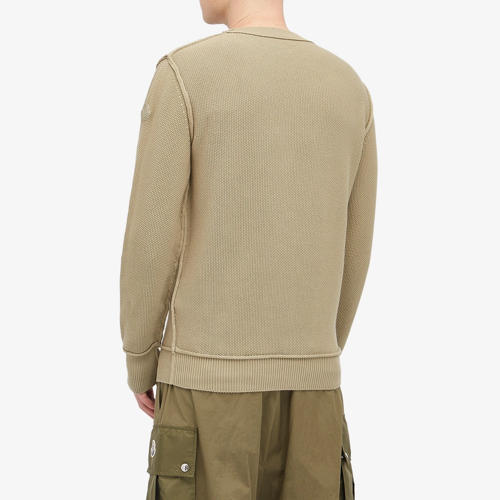 Moncler Men's Cotton Yarn Crew Neck Sweatshirt Beige