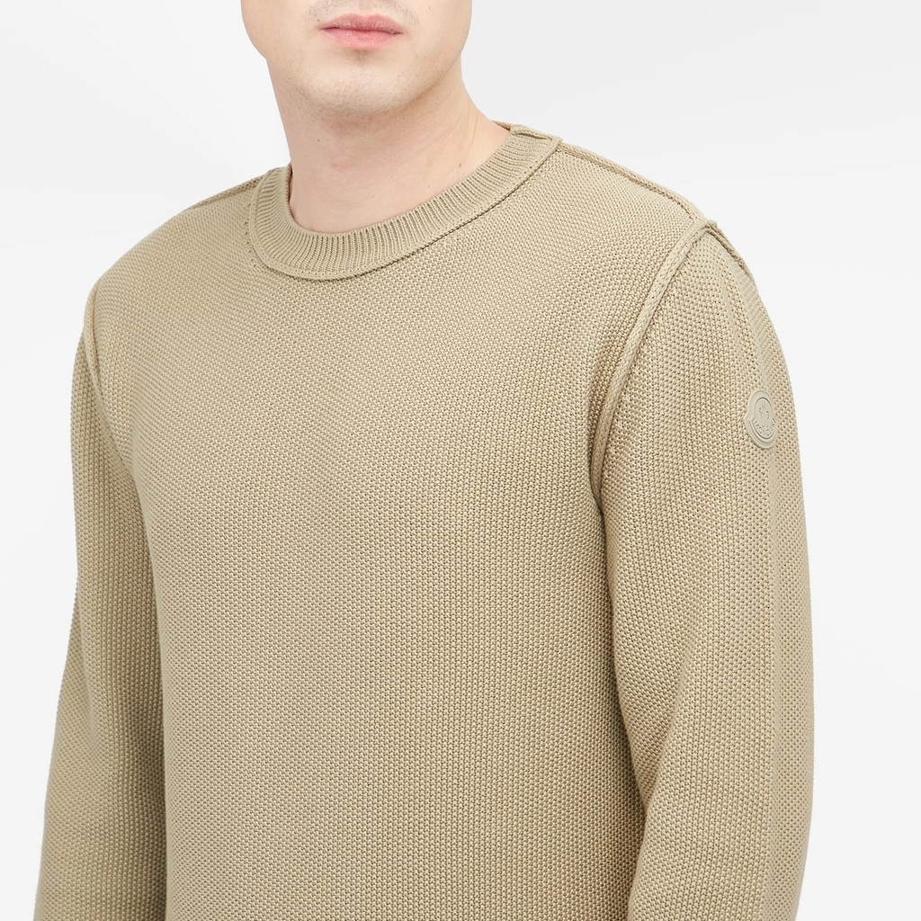 Moncler Men's Cotton Yarn Crew Neck Sweatshirt Beige